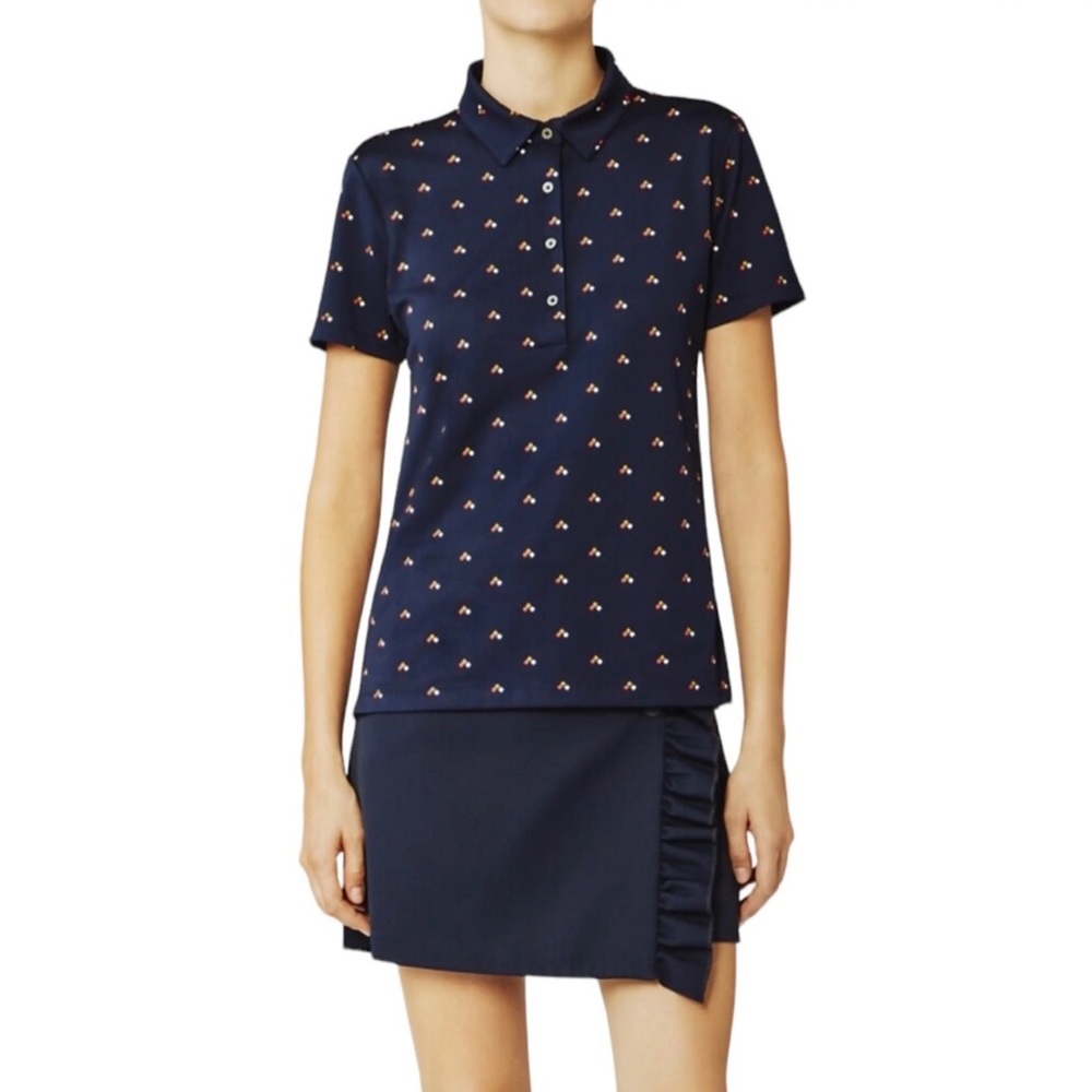 Tory Burch - Sport Geometric Polo Shirt in Navy Blue